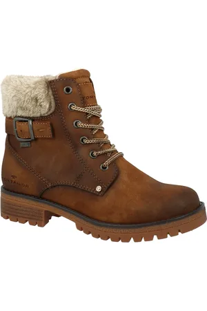 TOM TAILOR Winterboots, Blockabsatz, Schnürboots, Winterstiefelette, modische Zierschnalle
