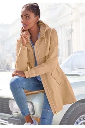 French Connection Outdoorjacke, mit Kapuze, Saumschlitz mit Druckknöpfen auf der Rückseite