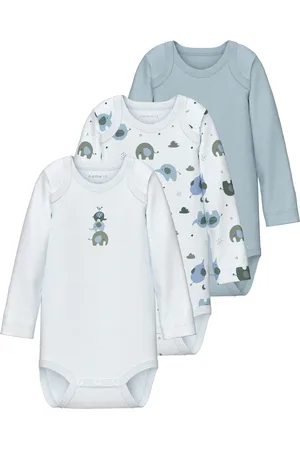 NAME IT Schlafoverall »NBMBODY 3P LS BABY ELEPHANT NOOS«, (Packung, 3 tlg.)
