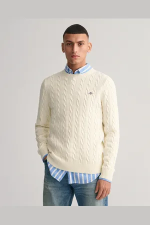 GANT Strickpullover »COTTON CABLE C-NECK«, mit Wappen-Logostickerei auf der Brust