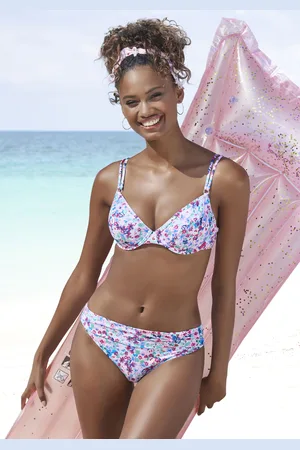 QS by s.Oliver Bikini-Hose »Scatter«, florales Design, in Hornoptik, aus Microfaser, mit recyceltem Polyamid