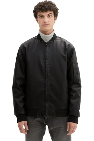 TOM TAILOR Bomberjacke, ohne Kapuze, Kunstleder mit Eingrifftaschen