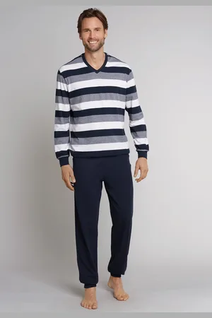 Schiesser Pyjama »"Dark Sapphire"«, (2 tlg.), mit Blockringeln