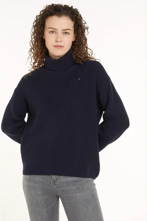 Tommy Hilfiger Strickpullover »CO CARDI STITCH ROLL-NK SWEATER«, mit Rollkragen