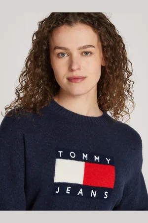 Tommy Hilfiger Strickpullover »TJW MELANGE FLAG SWEATER EXT«, in Großen Größen, mit Wollanteil & Elasthan