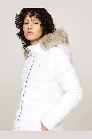 Tommy Hilfiger Steppmantel »TJW ESSENTIAL HOODED DOWN COAT«, mit Fellimitat, Logostickerei