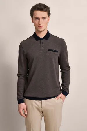Bugatti Langarm-Poloshirt, mit Strukturkragen