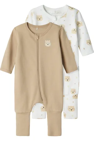 NAME IT Schlafoverall »NBNNIGHTSUIT 2P ZIP FF OXFORD BEAR NOOS«, (Packung, 2 tlg.)