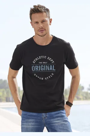 john devin T-Shirt »Regular Fit,«, Kurzarm, Freizeitshirt mit Rundhals, Frontprint, reine Baumwolle