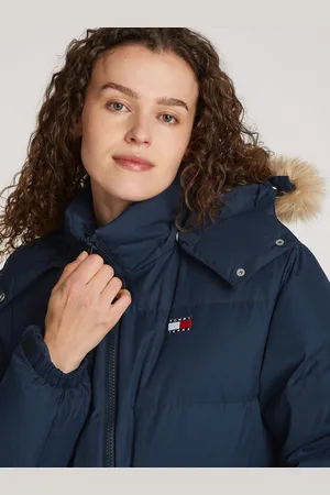 Tommy Hilfiger Steppjacke »TJW MIDI ALASKA FAUX FUR«, mit Kapuze, mit Fellimitat