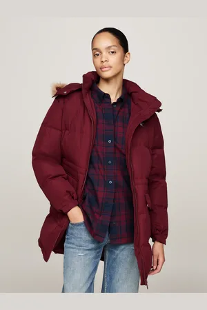 Tommy Hilfiger Steppjacke »TJW MIDI ALASKA FAUX FUR«, mit Kapuze, mit Fellimitat