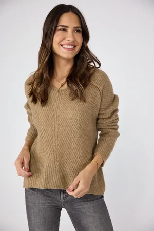 Lieblingsstück V-Ausschnitt-Pullover »AlienaEP«, mit Rippenstrickmuster