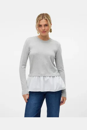 VERO MODA Rundhalspullover »VMJOSE LS O-NECK WVN MIX PULLOVER GA BOO«