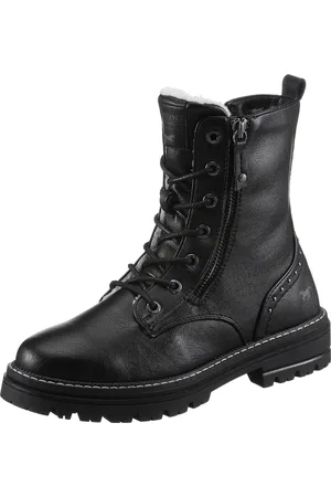 Mustang Winterboots, Blockabsatz, Winterstiefelette, Schnürboots, Nieten und Ziernähten