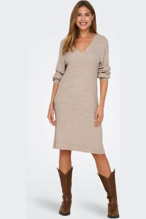 ONLY Strickkleid »ONLKATIA LS V-NECK DRESS NCA KNT«