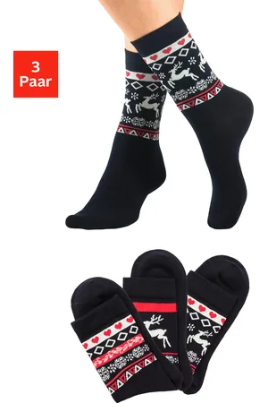H.I.S Basicsocken, (Packung, 3 Paar), mit Wintermotiven