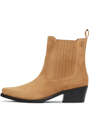 Tommy Hilfiger Cowboy Stiefelette »TH SUEDE COWBOY BOOT«, Blockabsatz, Westernstiefelette, Stiefelette, Boots in spitzer Form
