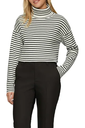 QS by s.Oliver Rollkragenpullover, Rippstrick, im Streifen-Design