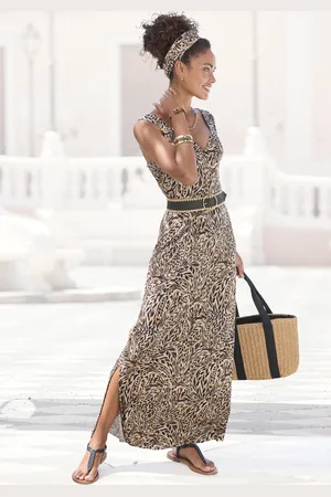 Buffalo Maxikleid, mit Alloverdruck und Schlitz, Sommerkleid, Strandkleid