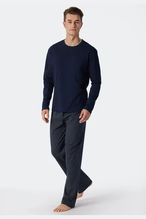 Schiesser Pyjama »"Ebony"«, (2 tlg.), mit rundem Halsausschnitt