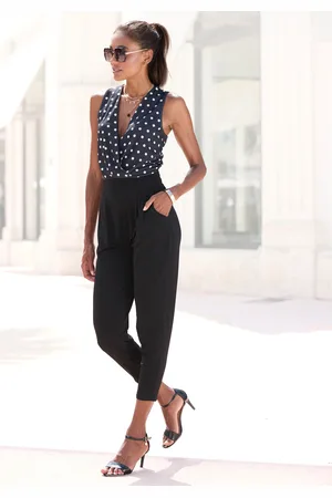 Lascana Overall, mit bedrucktem Oberteil, eleganter Jumpsuit mit V-Ausschnitt
