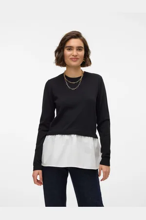 VERO MODA Rundhalspullover »VMJOSE LS O-NECK WVN MIX PULLOVER GA BOO«