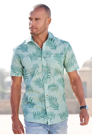 john devin Hawaiihemd »Regular fit«, Kurzarm, Freizeithemd mit Palmenprint aus reiner Baumwolle