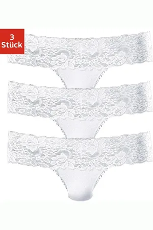 vivance collection String, (3er-Pack), aus elastischer Baumwolle mit floraler Spitze