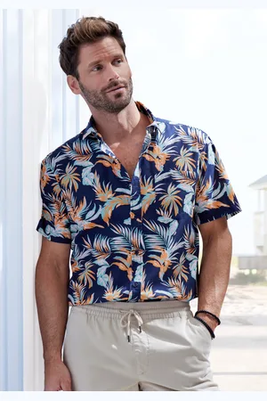 john devin Hawaiihemd »Regular fit«, Kurzarm, Freizeithemd mit Palmendruck aus reiner Baumwolle