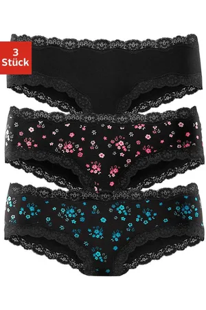 Buffalo Panty, (3er-Pack), aus elastischer Baumwolle mit floraler Spitze