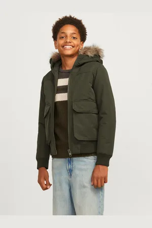 JACK & JONES Outdoorjacke »JJECONSTRUCT DETACHABLE FUR BOMBER JNR«, mit Kapuze