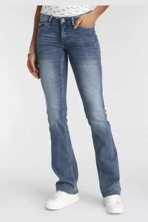 ARIZONA Bootcut-Jeans »mit Keileinsätzen«, ausgestellte Beinform, niedrige Leibhöhe, elastisches Material