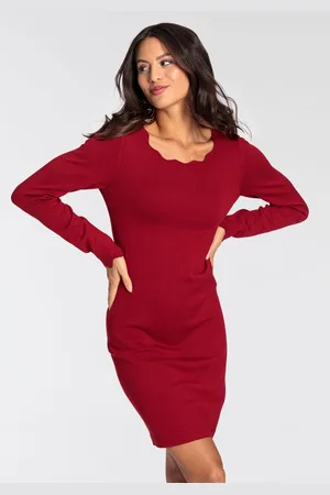 Laura Scott Strickkleid, kurzes Kleid, figurbetont, aus Viskosemischung, langärmlig