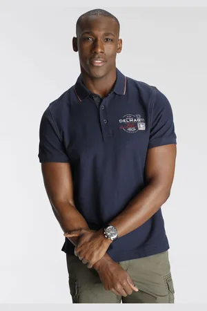 DELMAO Poloshirt, Kurzarm, mit Rippbündchen, Polokragen