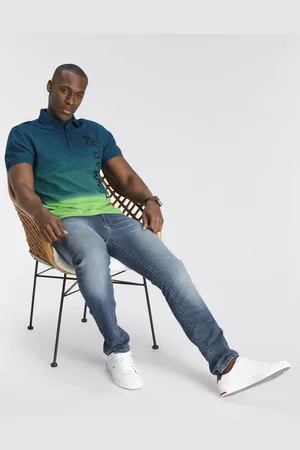 DELMAO Poloshirt, Kurzarm, lässiger Print, Polokragen, aus Baumwolle