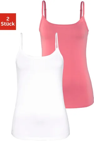vivance collection Spaghettitop »mit verstellbaren Trägern«, (2er-Pack), aus elastischer Baumwoll-Qualität