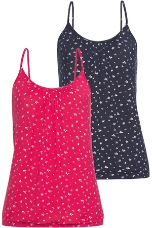Lascana Spaghettitop »mit Raffung am Ausschnitt«, (2er-Pack), aus weichem Viskose-Stretch