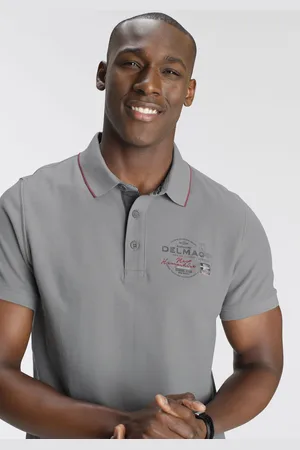 DELMAO Poloshirt, Kurzarm, mit Rippbündchen, Polokragen