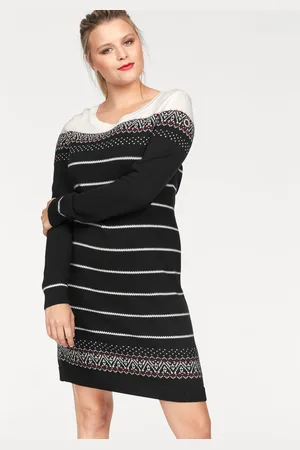 KangaROOS Strickkleid, figurbetont, im Norweger-Stil, aus Baumwollmischung, langärmlig