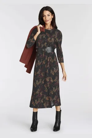 Laura Scott Midikleid, feminin gemustert, aus Viskosemischung, 3/4-Ärmel