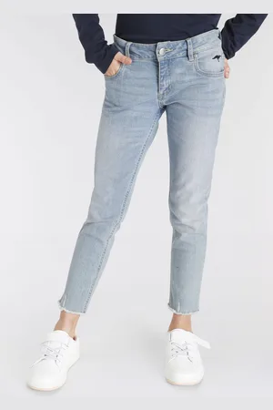 KangaROOS 7/8-Jeans », Stretch-Jeans mit Logo-Stickerei«, schmale Passform, geschnittene Kante, niedrige Leibhöhe