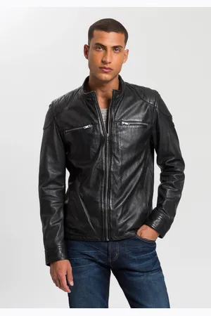 Bruno Banani Lederjacke »Flint«, aus Lammnappaleder, taillierter Schnitt, Bikerkragen, Used-Optik