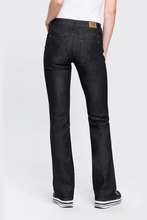 ARIZONA Bootcut-Jeans »Shaping«, bootcut, Kontrastnähte, Used-Look-Waschung, niedrige Leibhöhe