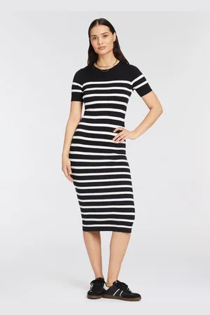 Daniel Hechter Strickkleid, wadenlang, modern, aus Viskosemischung, Kurzarm
