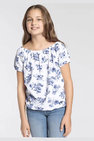 KangaROOS Carmenshirt » Mädchen«, Kurzarm, dynamische Passform, Allover-Druck, Carmenausschnitt