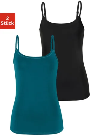 vivance collection Spaghettitop »mit verstellbaren Trägern«, (2er-Pack), aus elastischer Baumwoll-Qualität