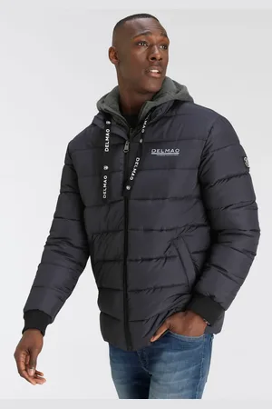 DELMAO Steppjacke, mit Kapuze, für Übergang und kalte Tage, mit Fütterung, wasserabweisend