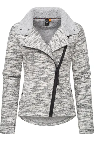 Ragwear Strickfleecejacke »Strickfleecejacke Saskie Melange«, ohne Kapuze, Grob gestrickte Damen-Jacke mit Teddyfell-Futter