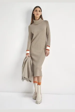 Daniel Hechter Strickkleid, wadenlang, mit Rollkragen, aus Viskosemischung, lange Raglanärmel