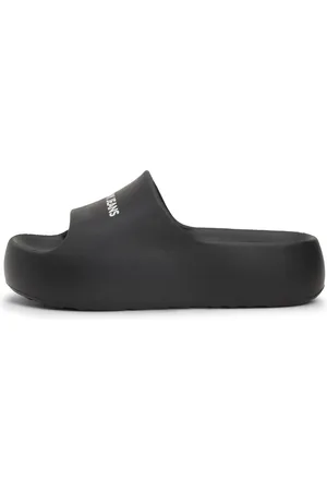 Tommy Hilfiger Pantolette »TJW CHUNKY FLATFORM SLIDE«, Sommerschuh, Schlappen, Poolslide mit Logoschriftzug auf der Bandage